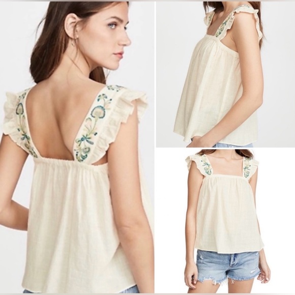 Madewell Cream Ruffle Strap Tank Top Embroidered Strap
Swing Top - Picture 8 of 14